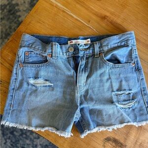 Levi's Light Blue Distressed Denim Shorts